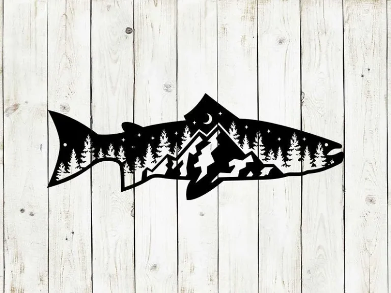 Trout Fish Metal Sign, Fishing Sign, Fish Sign, Summer Outdoor Yard Decor, Mountain Sign, Trout Fishing, Cabin, Lodge, Cabin Decor, Outdoors