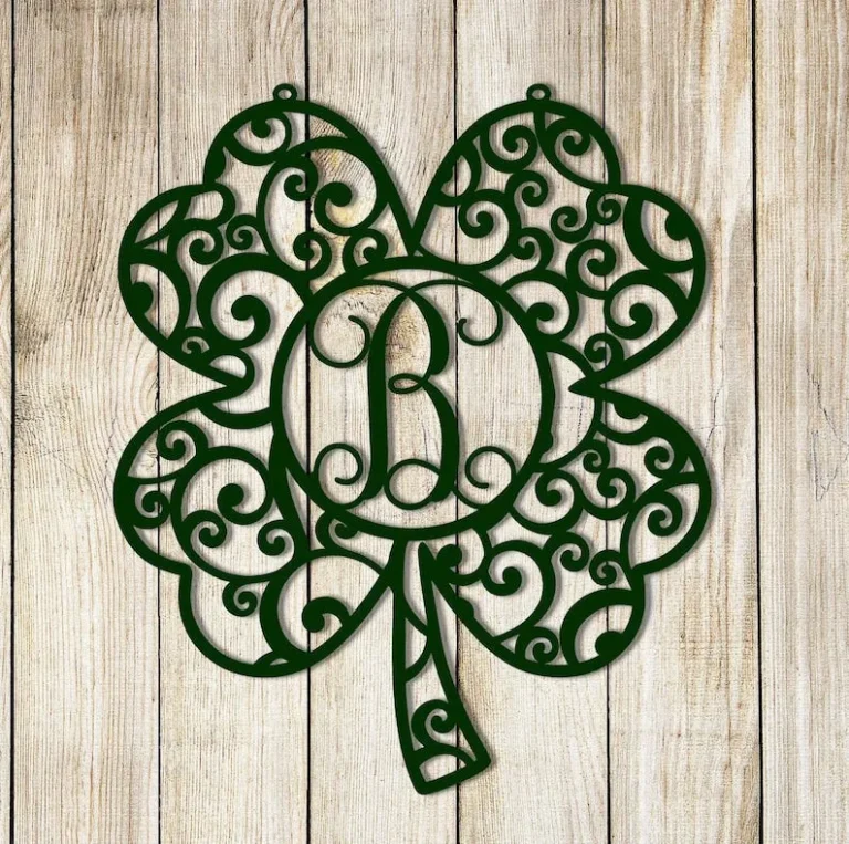 Monogram Shamrock, Shamrock Door Hanger, Shamrock, St Patrick's Day Decor, Irish, March Decor, Spring Wreath, Four Leaf Clover, Metal Signs