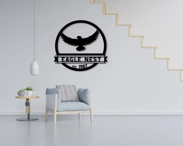 Custom Metal Eagle Sign, Metal Sign, Dad Gift, Name Monogram, Grandpa Gift, Established Sign, Back Porch Décor