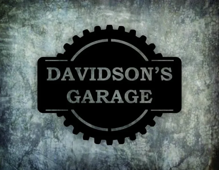 Personalized Garage Gear Sign Metal Wall Art Hanging