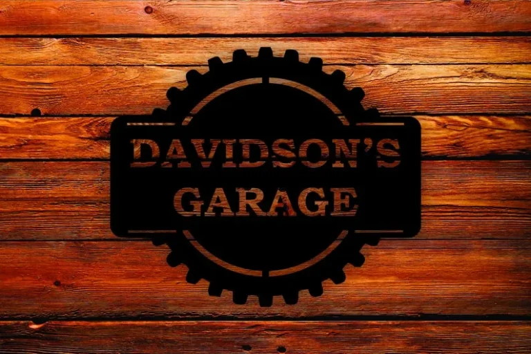 Personalized Garage Gear Sign Metal Wall Art Hanging