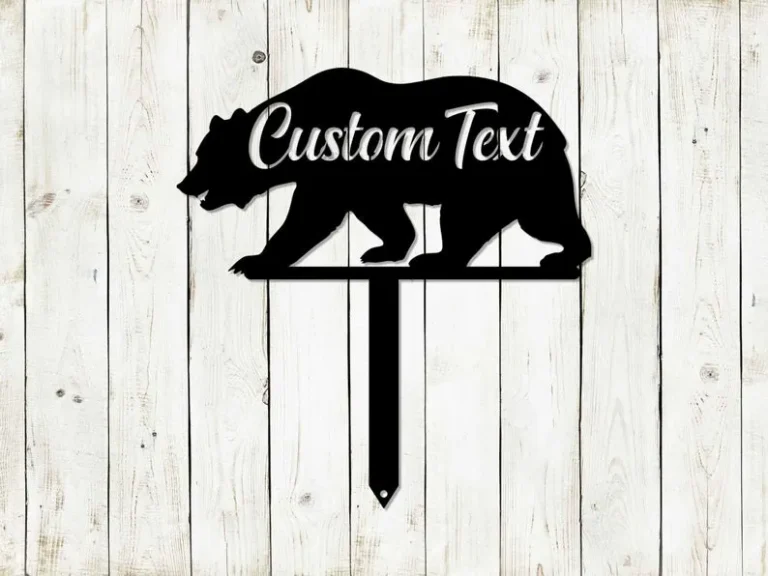 Bear Stake Metal Sign, Metal Sign, Custom Sign, Bear Sign, Cabin Sign, Mountain Sign, Nature Sign, Name Sign, Address Sign