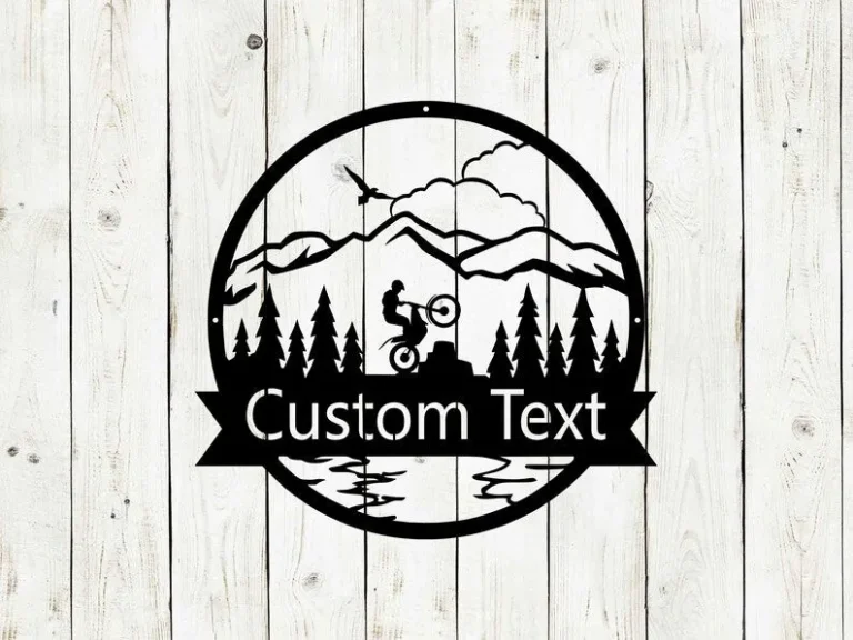 Dirt Bike Monogram Steel Sign, Custom Sign, Monogram Sign, Wedding Gift, Cabin Sign, Dirt Bike Sign, Mountain Sign, Fathers Day