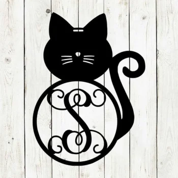 Cat Monogram Door Hanger, Cat Sign, Door Hanger, Metal Art, Metal Sign, Pet Door Hanger, Summer, Spring, Mothers Day Gift, Cat Lover