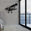 Old Fighter Jet Metal Wall Art, Fighter Jet Metal Home Decor, Old Plane Teen Room Decor, Black Metal Airplane Teen Room Decor And Wall Art