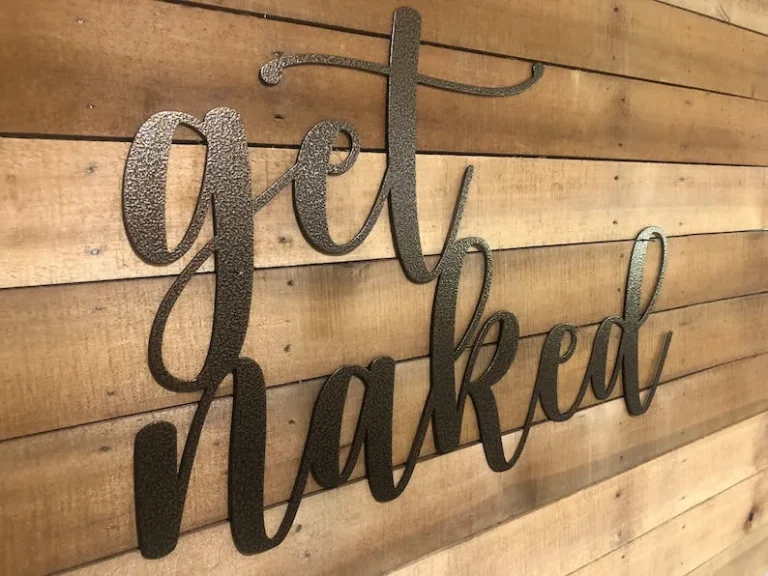 Get Naked Bathroom Sign, Bathroom Decor, Bathroom Metal Sign, Metal Word Sign, Farmhouse Decor