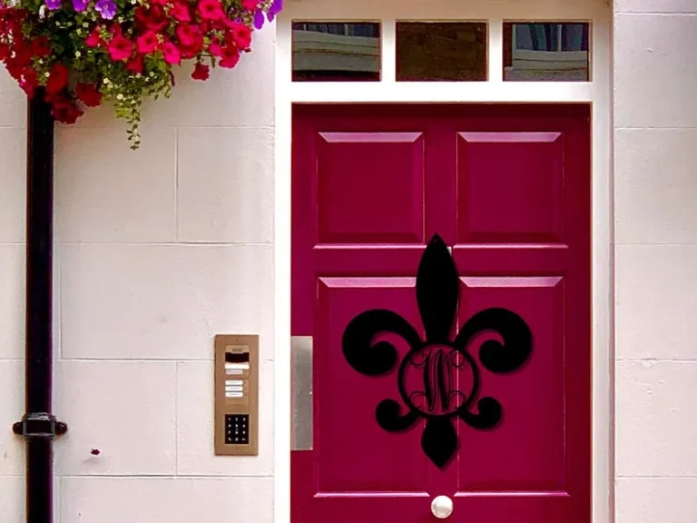 Fleur De Lis Monogram Door Hanger, Door Hanger, Metal Art, Metal Sign, Monogram Door Hanger, Home Decor, Mothers Day Gift, Door Decor