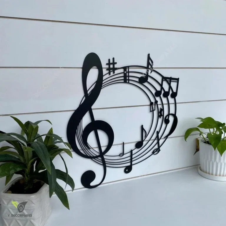 Music Notes Metal Wall Art, Music Riff Decor, Gift For Musician, Musical Notes Sign,