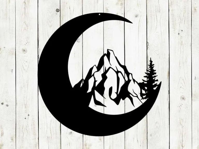 Moon With Mountains Metal Sign, Summer Outdoor Yard Decor, Mountain Sign, Moon Sign, Cabin, Lodge, Cabin Decor, Outdoors, Mountains
