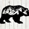 Bear With Mountain Scene Metal Sign, Wall Art, Mountain Sign, Cabin Sign, Bear Sign, Cabin Decor, Mountain Decor, Nature Sign