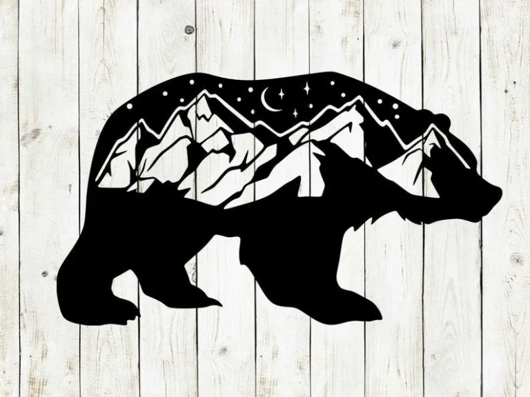 Bear With Mountain Scene Metal Sign, Wall Art, Mountain Sign, Cabin Sign, Bear Sign, Cabin Decor, Mountain Decor, Nature Sign