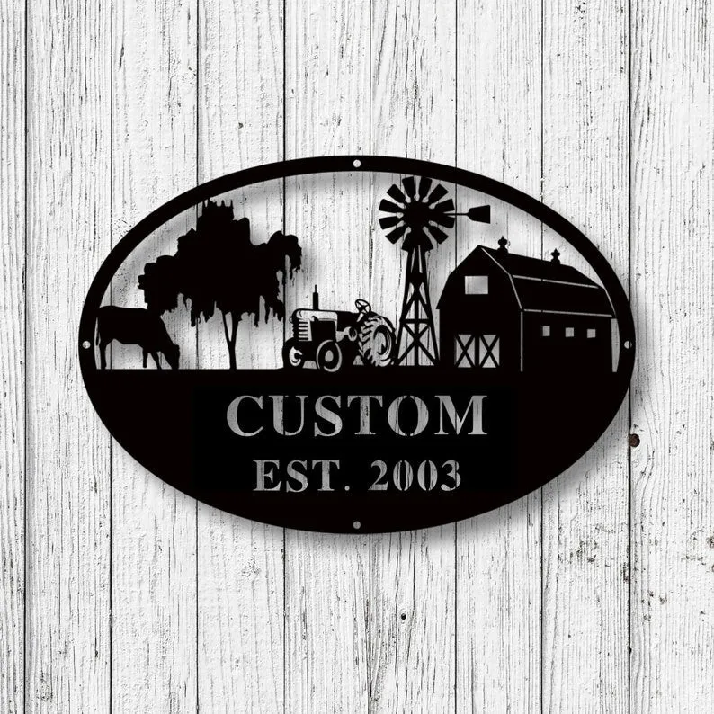 il_794xN.2997091947_frra_ebeef88b-1d17-45a4-b9ad-c2469129acb1.webp Custom Metal Farm Sign, Metal Farm Sign, Metal Wall Art, Farmhouse Decor, Family Name Sign, Housewarming, Metal Sign For Farmer