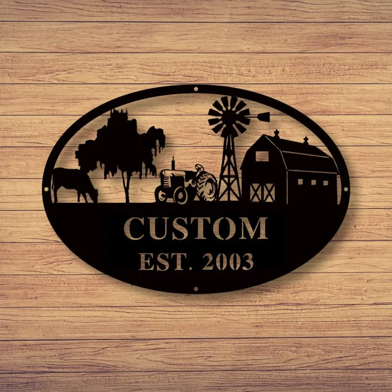 il_794xN.2997100899_6bnm_6b7ebc0a-5579-4247-8e82-2710406593b1.webp Custom Metal Farm Sign, Metal Farm Sign, Metal Wall Art, Farmhouse Decor, Family Name Sign, Housewarming, Metal Sign For Farmer