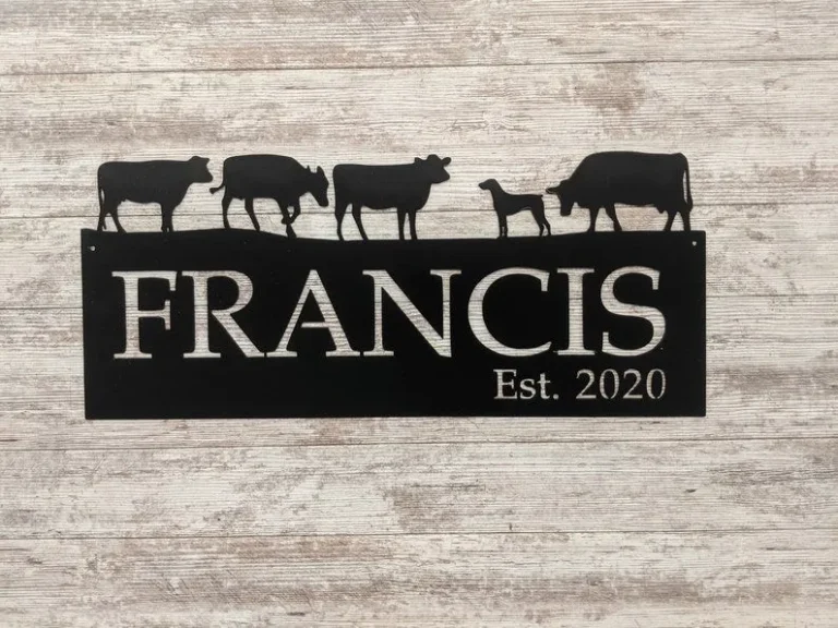 Farm Sign, Personalized Sign With Your Name, Rustic Steel Personalized Gift, Cow Sign, Custom Metal Sign, Wall Decor, Ranch Sign