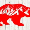 Bear With Mountain Scene Metal Sign, Wall Art, Mountain Sign, Cabin Sign, Bear Sign, Cabin Decor, Mountain Decor, Nature Sign