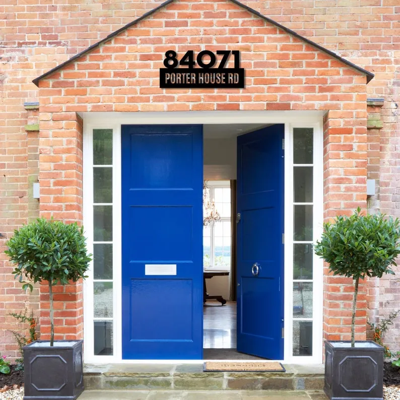 il_794xN.3061169192_4pub.webp Modern Metal Address Plaque, Metal Home Address Sign, Personalized Metal Street Address Sign