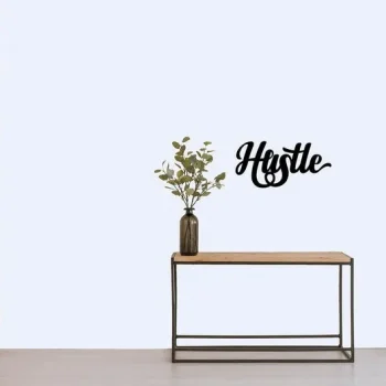 Hustle Script Metal Word Sign, Rustic Metal Sign, Cursive Farmhouse Decor, Housewarming Gift, Metal Wall Art, Steel Word Art