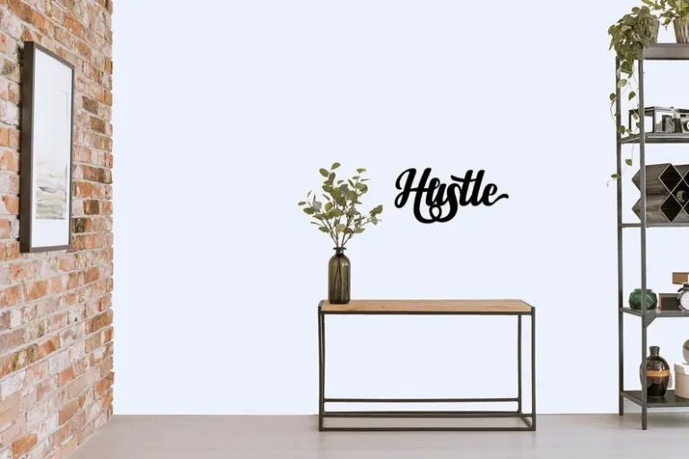 Hustle Script Metal Word Sign, Rustic Metal Sign, Cursive Farmhouse Decor, Housewarming Gift, Metal Wall Art, Steel Word Art