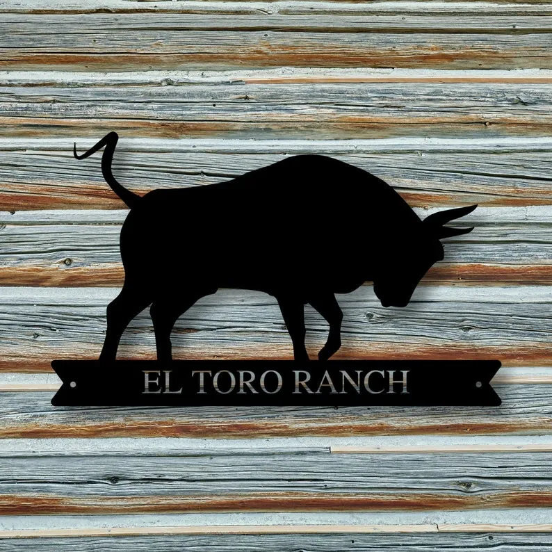 il_794xN.3069185207_i372.webp Custom Family Name Bull Sign, Metal Bull Sign, Farmhouse Decor, Outdoor Family Sign, Outdoor Decor, Wall Art, Metal Sign, Bull Ranch Sign