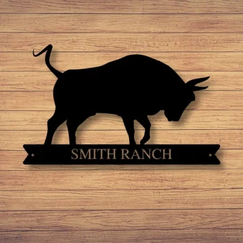 Custom Family Name Bull Sign, Metal Bull Sign, Farmhouse Decor, Outdoor Family Sign, Outdoor Decor, Wall Art, Metal Sign, Bull Ranch Sign