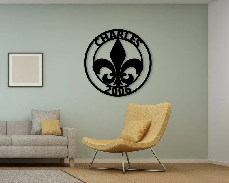 il_794xN.3072911182_oz6g.webp Custom Fleur De Lis Sign, Metal Cajun Sign, Dad Gift, Name, Home Décor, Monogram, Grandpa's Gift, Metal Symbol