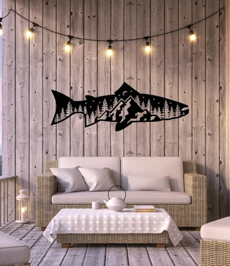 Trout Fish Mountain, Metal Wall Art
