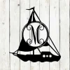 Sailboat Monogram Door Hanger, Door Monogram, Door Hanger, Metal Sign, Beach House, Summer, Spring, Mothers Day Gift, Beach Decor, Sailing