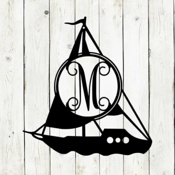 Sailboat Monogram Door Hanger, Door Monogram, Door Hanger, Metal Sign, Beach House, Summer, Spring, Mothers Day Gift, Beach Decor, Sailing