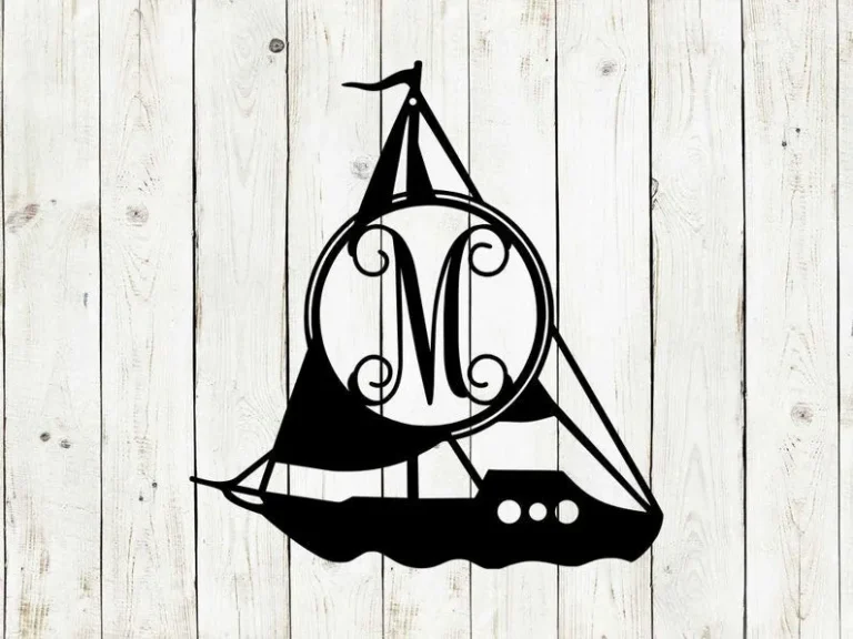 Sailboat Monogram Door Hanger, Door Monogram, Door Hanger, Metal Sign, Beach House, Summer, Spring, Mothers Day Gift, Beach Decor, Sailing