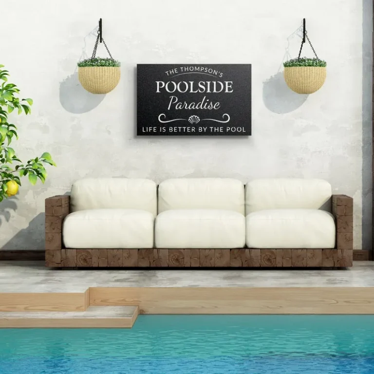 Poolside Paradise, Metal Pool Sign, Swimming Pool Sign, Backyard Sign, Custom Poolside Sign, Sign For Pool Area, Beach Home Sign