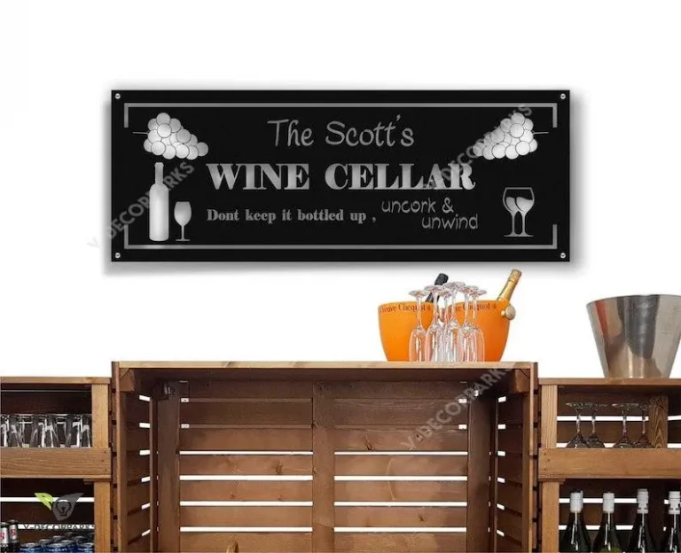 Personalized Wine Cellar Sign, Metal Wall Sign, Custom Metal Sign, Personalized Bar Wall Sign, Metal Wall Art, Bar Decor