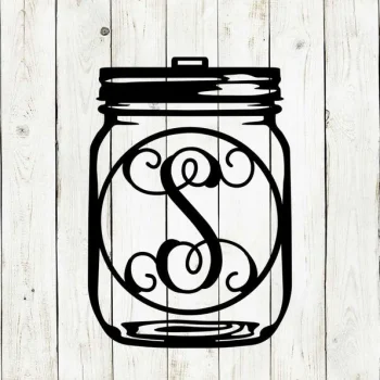 Mason Jar Monogram Door Hanger, Mason Jar, Door Hanger, Metal Art, Metal Sign, Front Porch, Summer, Spring, Mothers Day Gift, Spring Decor