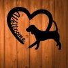 Welcome Sign With Dog And Heart Silhouette, Metal Wall Art Decor, Personalizable Steel Hanging With Color Options