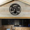 Personalized Backyard Bar & Grill Metal Wall, Custom Name Patio Metal Sign, Bbq Outside Decor, Metal Grill And Chill Sign