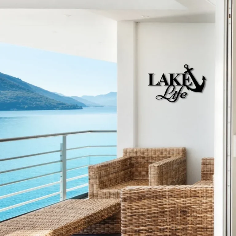 Lake Life Anchor Metal Wall Sign, Lakehouse Decor, Lake House Wall Art, Decorative Accent Weatherproof Metal Art Wall Sign