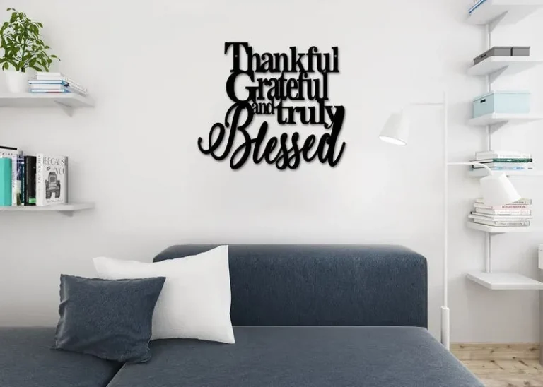 Thankful, Grateful And Truly Blessed, Christian Powder,coated Aluminium Sign, God Lover Metallic Metal Sign For Wall Decor, Home Decor