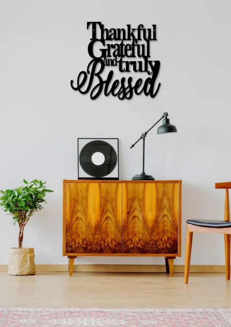 Thankful, Grateful And Truly Blessed, Christian Powder,coated Aluminium Sign, God Lover Metallic Metal Sign For Wall Decor, Home Decor