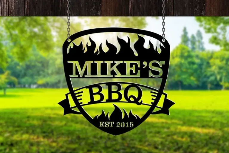 Personalized Bbq Sign, Metal Custom Name Bbq Sign, Outdoor Sign, Bbq Grill Sign, Outdoor Kitchen Metal Signs, Gift For Dad