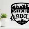 Personalized Bbq Sign, Metal Custom Name Bbq Sign, Outdoor Sign, Bbq Grill Sign, Outdoor Kitchen Metal Signs, Gift For Dad