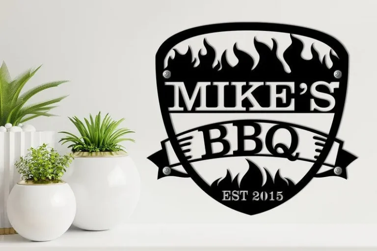 Personalized Bbq Sign, Metal Custom Name Bbq Sign, Outdoor Sign, Bbq Grill Sign, Outdoor Kitchen Metal Signs, Gift For Dad