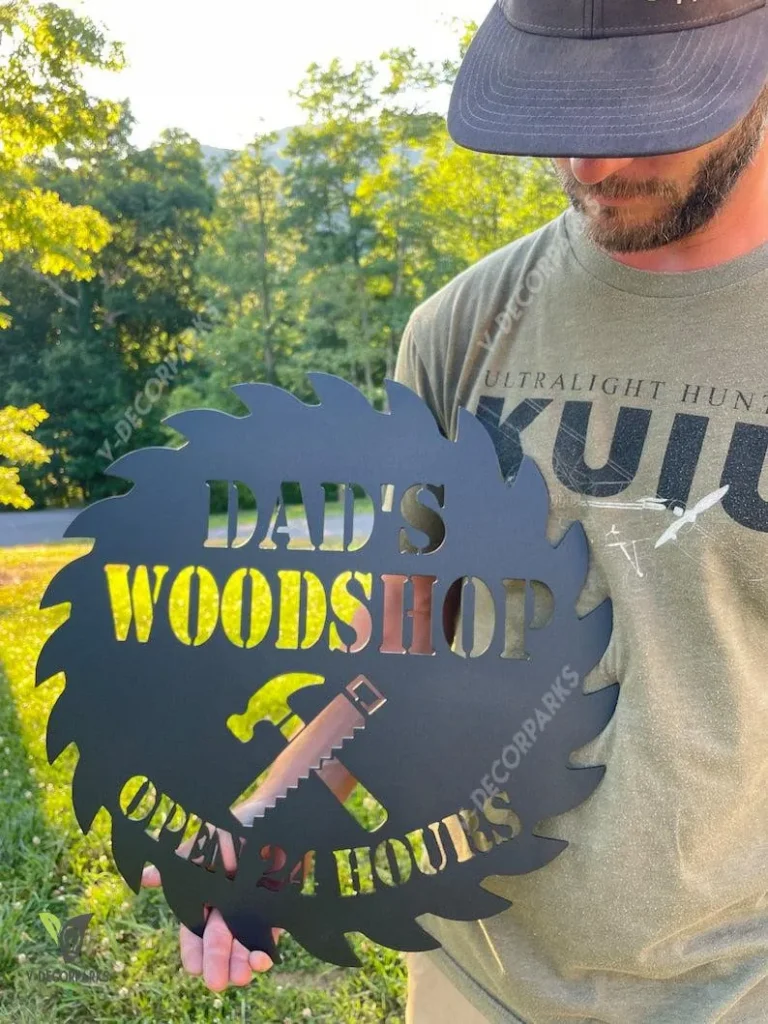 Dads Woodshop Sign, Woodshop Metal Sign, Custom Woodshop Sign, Wood Shop Sign Metal, Fathers Day Gifts