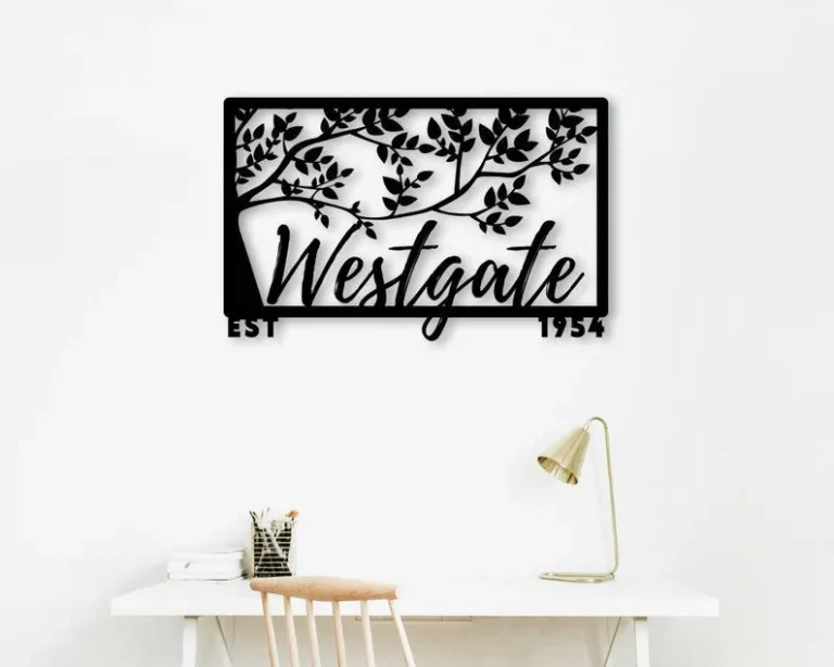 Custom Rectangle Tree Sign, Metal Tree Sign, Name, Home Décor, Custom Tree, Est, Personalized, Front Home Décor