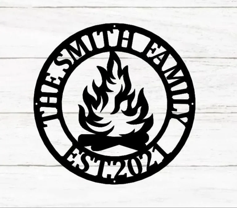 Personalized Campfire Family Name Sign, Metal Wall Decor, Monogram Name Camping Sign, Home Decor, Personalized Outdoor Decor
