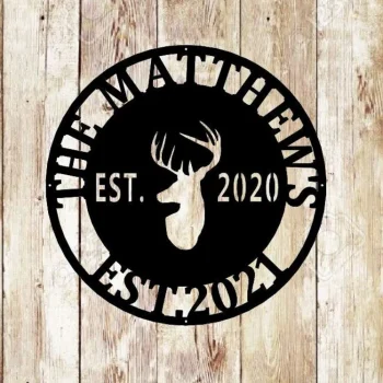 Deer Sign, Deer Antler Decor, Deer Hunter Gift, Deer Camp Sign, Christmas Gift For Him, Deer Name Metal Sign, Fathers Day Gift