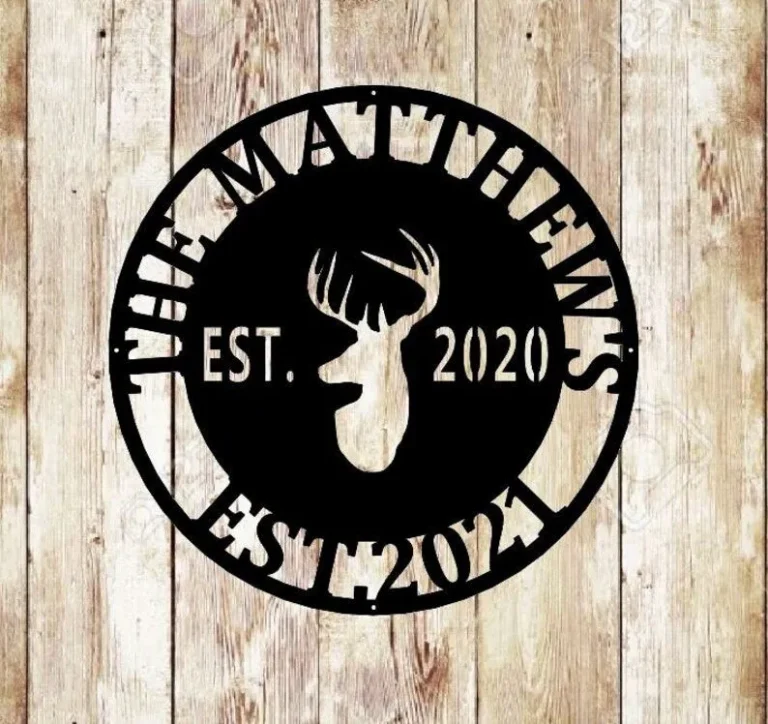 Deer Sign, Deer Antler Decor, Deer Hunter Gift, Deer Camp Sign, Christmas Gift For Him, Deer Name Metal Sign, Fathers Day Gift