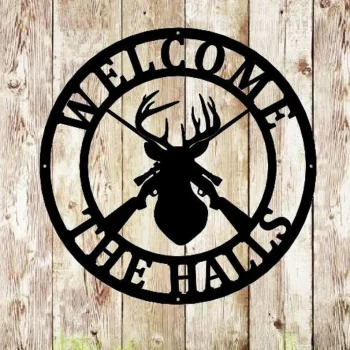 Deer Sign, Deer Antler Decor, Deer Hunter Gift, Deer Camp Sign, Christmas Gift For Him, Deer Name Metal Sign, Fathers Day Gift