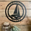 Personalized Sail Boat Island Metal Sign, Sailing Custom Metal Sign, Nautical Boating Sign, Welcome Beach Sign, Lake House Sign