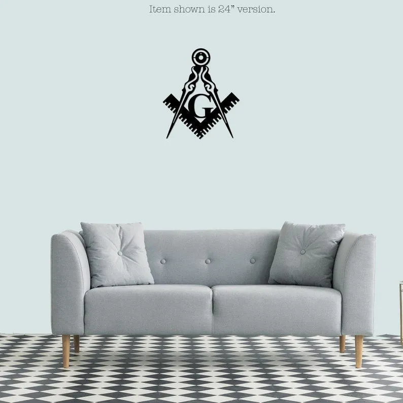 il_794xN.3255337806_acqc.webp Mason Logo Metal Wall Sign, Masonic Lodge Decor, Geometry, Freemason Masonic Decorative Accent, Fathers Day Gift, Indoor Or Outdoor