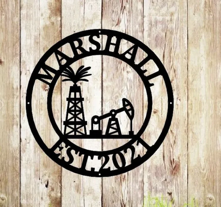 Oil Rig Monogram Personalized Metal Name Sign, Custom Oil Field Sign, Oil Rig Welcome ...