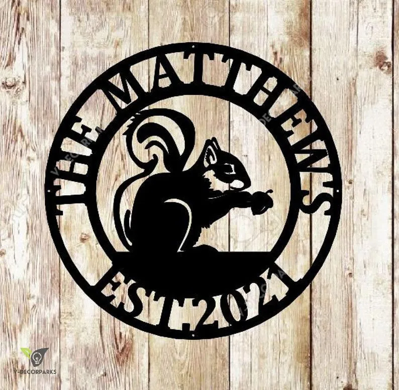 il_794xN.3266096601_c1vx_33e422bc-4a40-4fa9-8659-e8b749624f88.webp Squirrel Personalized Metal Sign, Cabin Decor, Camping Sign, Campground Sign, Camper Birthday Gift, Squirrel Decor, Custom Squirrel Sign